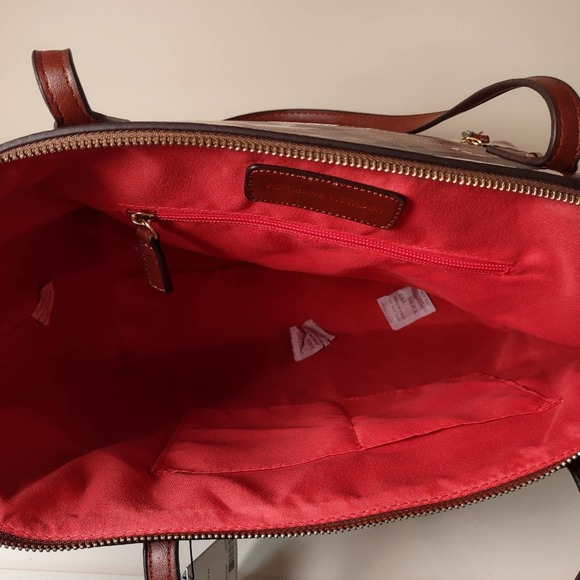 Adrienne Vittadini Brown Botanical Gardens Lock Tote Large Handbag - Picture 5 of 12